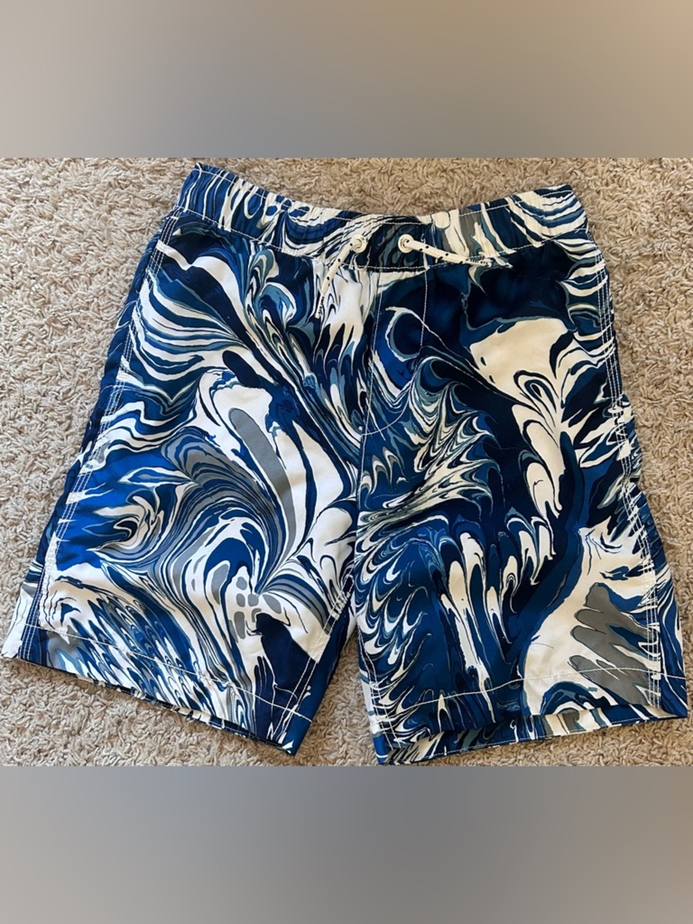 Boys blue Marble Swim Trunks